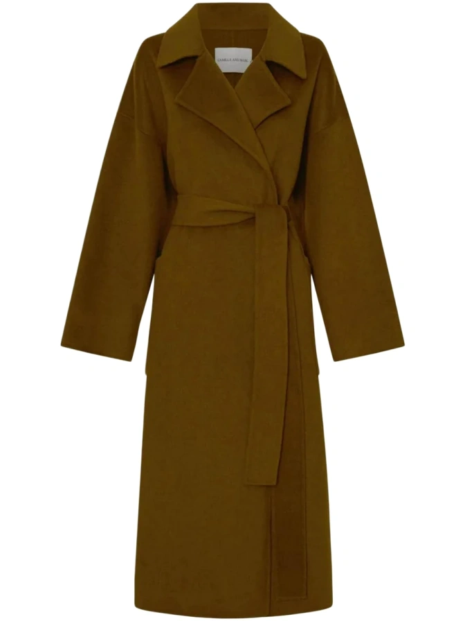 Olive Brown Belted Trench Coat