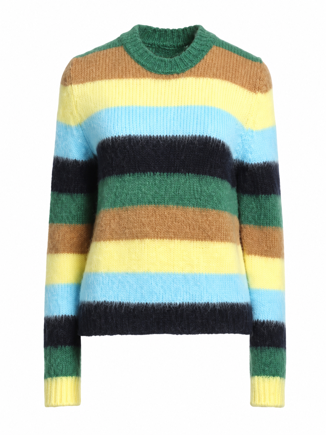 Multicolor Striped Crew Neck Knit Sweater