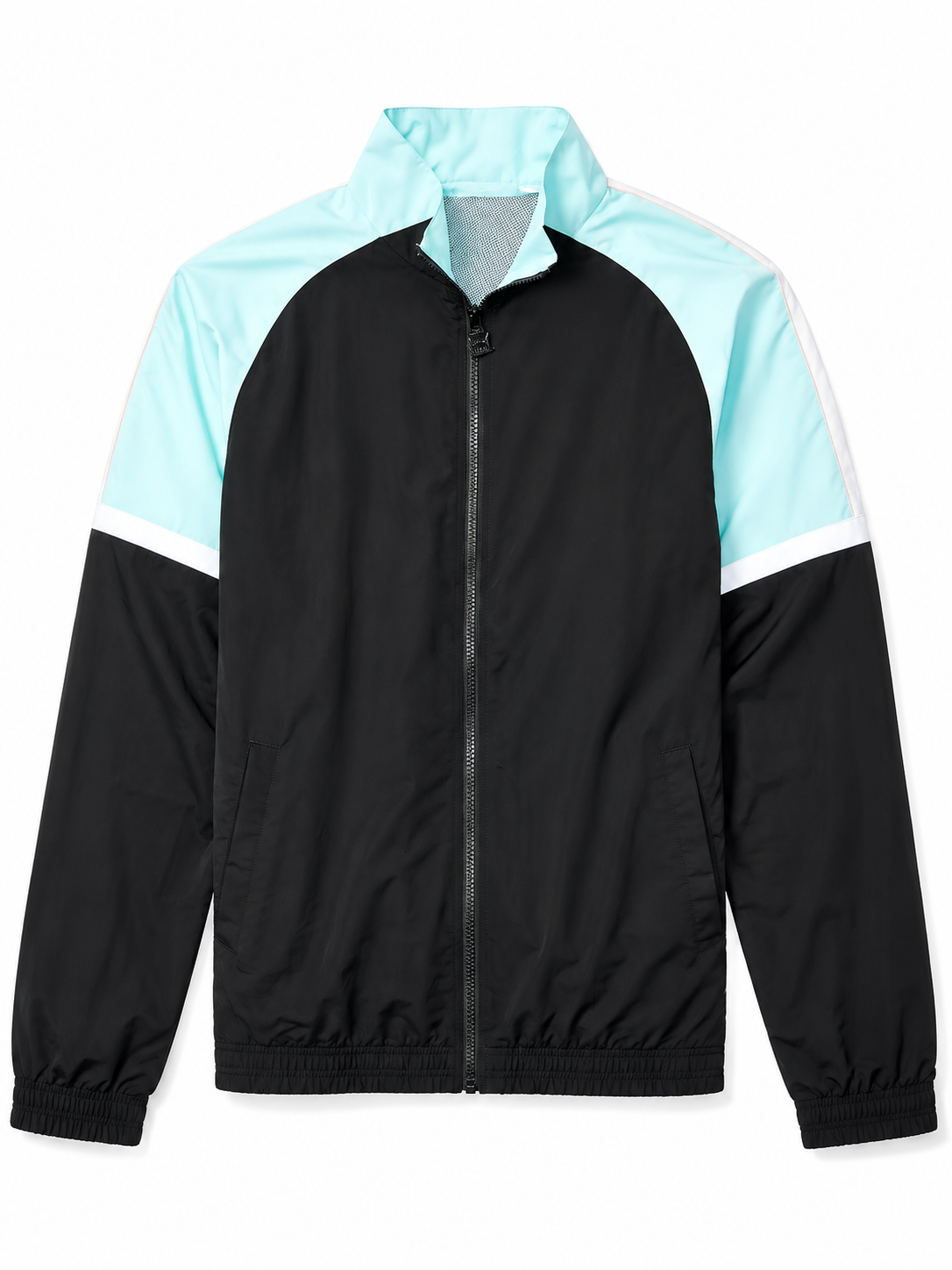 Black Color-Block Track Jacket with Mesh Lining