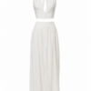 White Halter-Neck Two-Piece Set with Cropped Top and High-Waisted Maxi Skirt