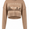 Washed Camel Graphic Cropped Sweatshirt