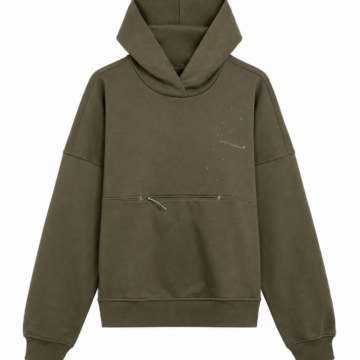 Olive Green Relaxed Pullover Hoodie