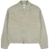 Light Beige Zip-Front Utility Jacket