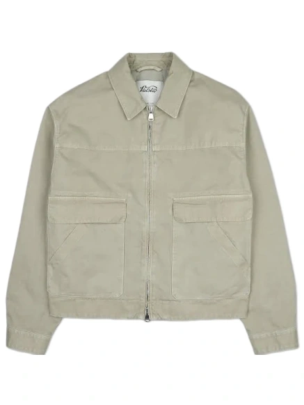 Light Beige Zip-Front Utility Jacket