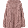 Dusty Rose Chunky Cable-Knit Oversized Sweater