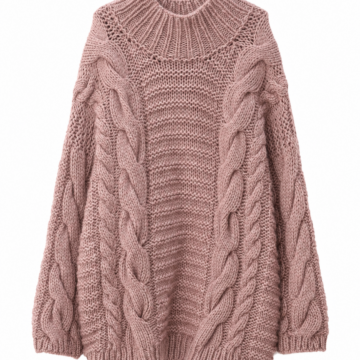 Dusty Rose Chunky Cable-Knit Oversized Sweater