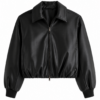Black Cropped Faux Leather Moto Jacket