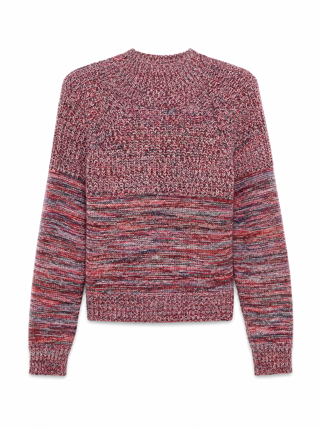 Red Burgundy Grey Marled Mock Neck Knit Sweater