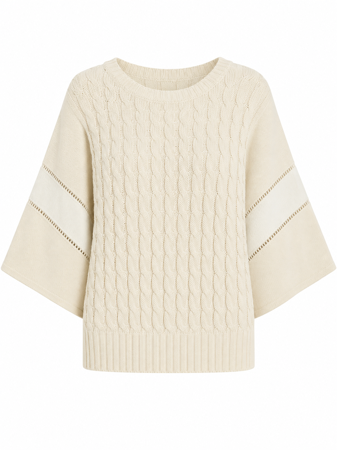 Cream Cable Knit Boxy Dolman Sleeve Sweater